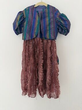 Vintage Fabrics Handmade Girls Dress Matching Bolero Size 5 Years